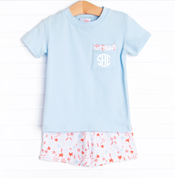 Firecracker Fun Short Set, Blue