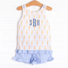 Saltwater Seahorse Ruffle Short Set, Blue