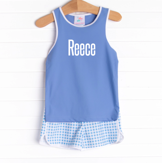 Reece Racerback Short Set, Blue