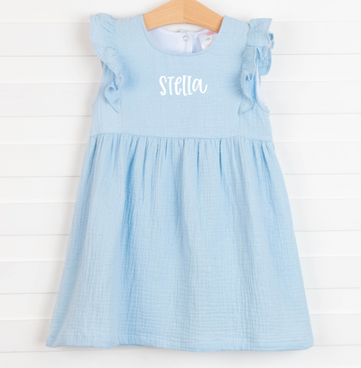 Stella Muslin Dress, Blue