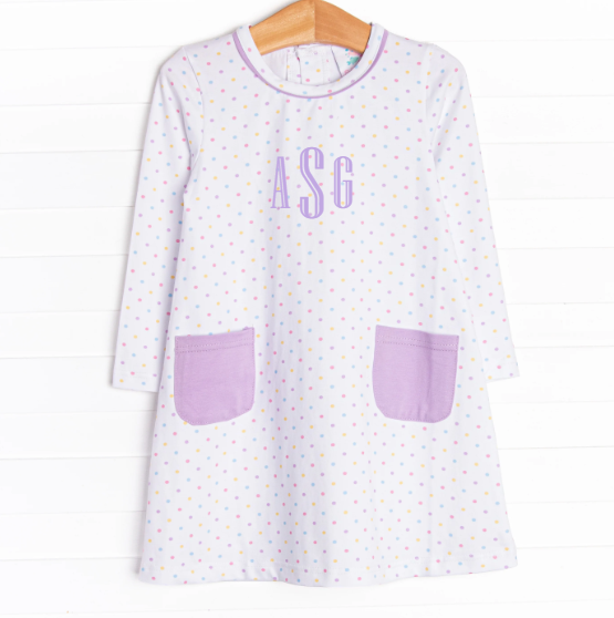 Darling Dots Dress, Purple