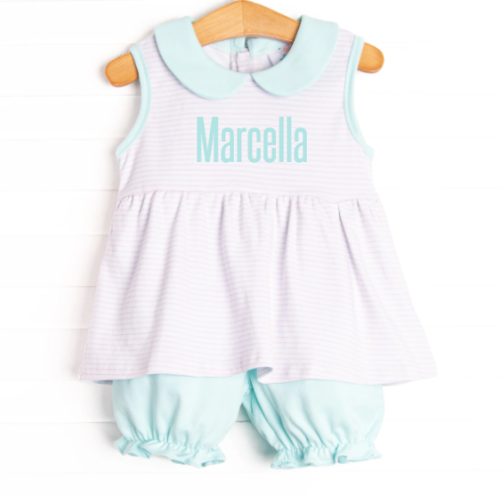 Marcella Pima Bloomer Set, Pink Stripe